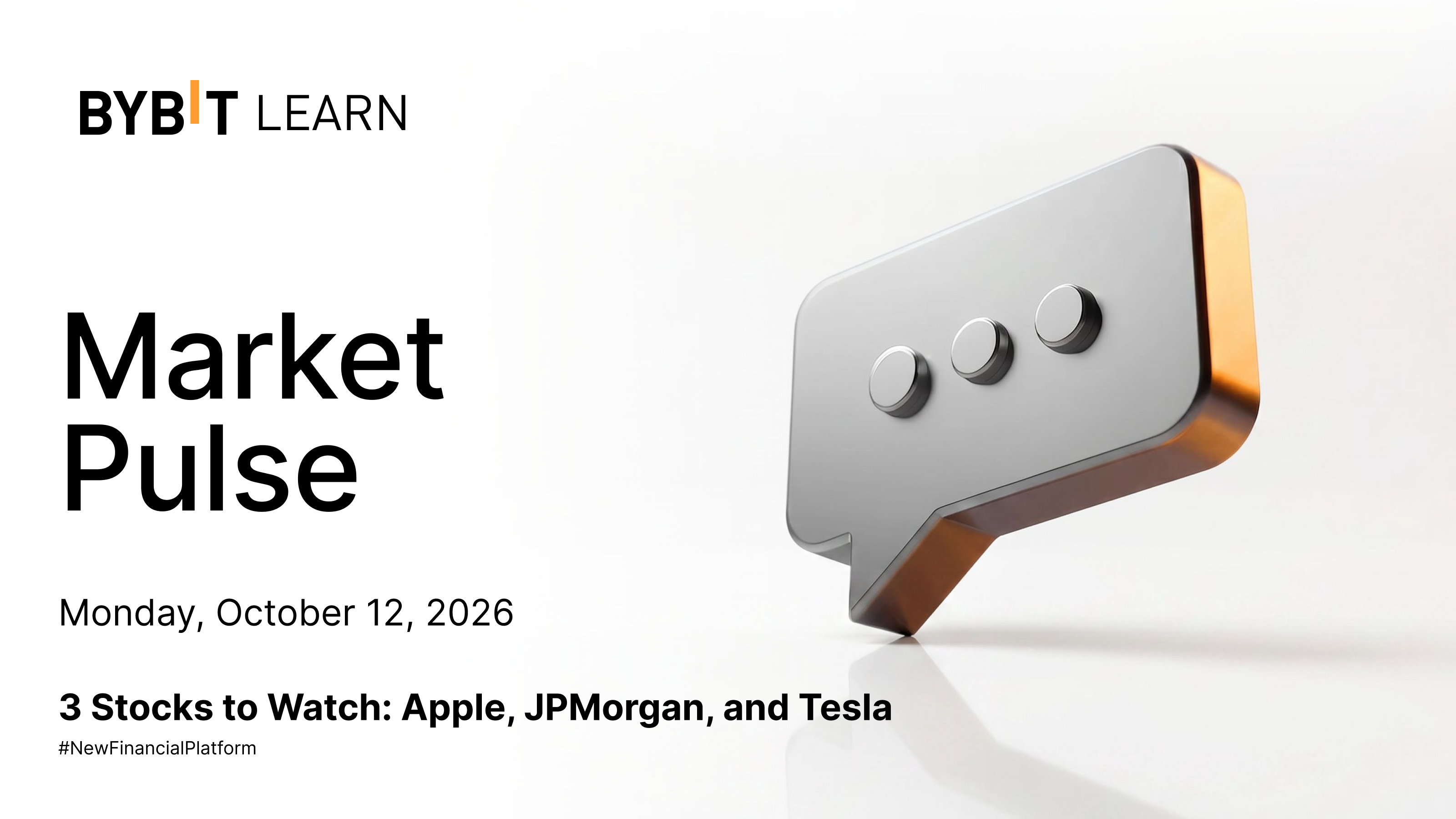 值得關注的 3 檔股票 (10 月 12 日至 16 日)：Apple、摩根大通 (JPMorgan)、Tesla